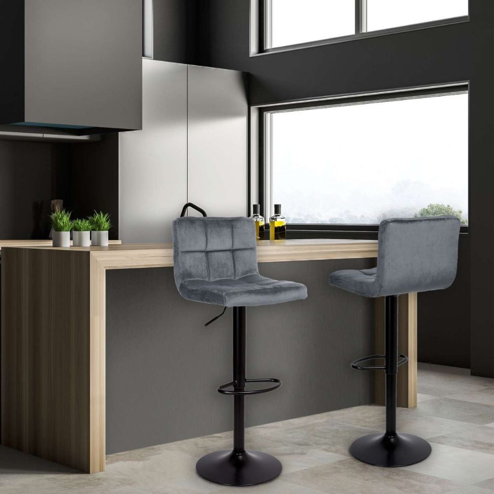 Sgabello regolabile Mosva colore grigio con gambe nere opache