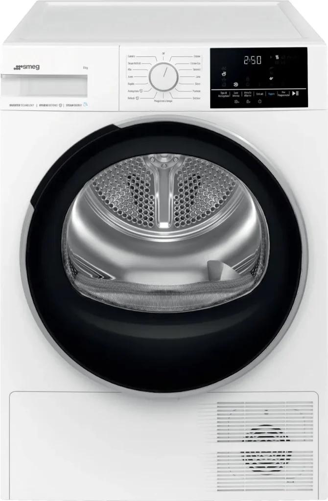 Smeg Asciugatrice 8 Kg Classe D Inverter con Pompa di Calore Profondità 67 cm con Partenza Ritardata e Funzione Vapore - DNP08SEB