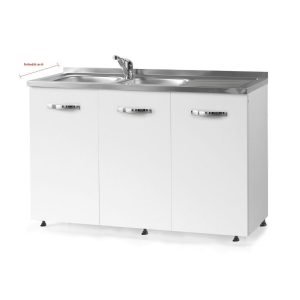 Sottolavello 120x60x82H cm 3 ante colore bianco frassinato lavello gocciolatoio destro incluso