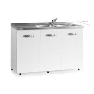 Sottolavello 120x60x82H cm 3 ante colore bianco frassinato lavello gocciolatoio sinistro incluso