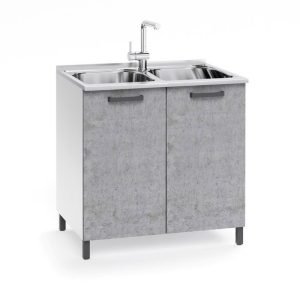 Sottolavello 80x50x85H cm con due ante cemento lavello incluso