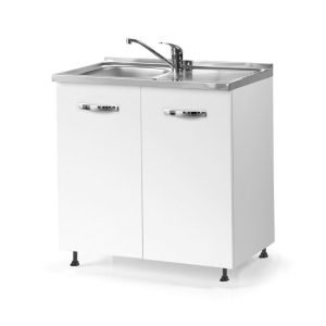 Sottolavello 80x60x82H cm 2 ante colore bianco frassinato lavello gocciolatoio destro incluso
