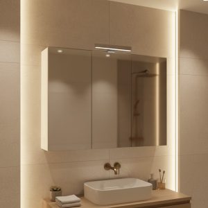 Specchiera contenitore Favignana con struttura bianca e ante a specchio