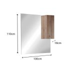 Specchio bagno con pensile Salemi 100x110h e lampada LED rovere mercure