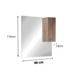 Specchio bagno con pensile Salemi 80x110h e lampada LED rovere mercure