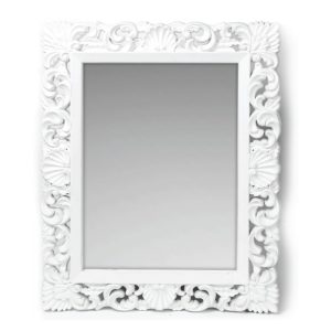 Specchio da parete con cornice a fantasia colore bianco Specchio2