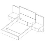 Struttura letto alla francese 1517 con comodini integrati colore rovere e nero