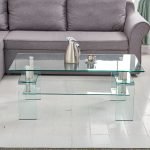 Tavolino Gelso con doppio piano in vetro temperato 100x55x44 H cm.