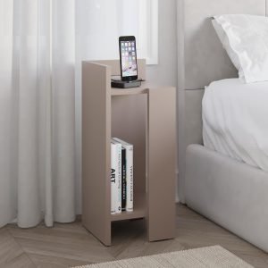 Tavolino comodino di design Elos 27x25x60h colore tortora sinistro