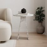 Tavolino da salotto Chen H 50x42x23.4 cm. colore carrara effetto marmo