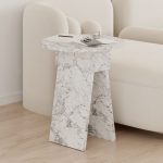 Tavolino da salotto Chen H 50x42x23.4 cm. colore carrara effetto marmo