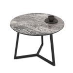 Tavolino da salotto Klint con piano effetto marmo nero arabesque e gambe nere