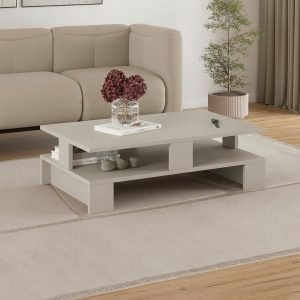 Tavolino da salotto Mansu cashmere doppio ripiano
