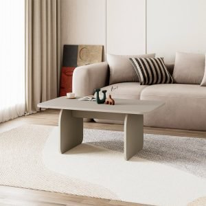 Tavolino da salotto Pietra con gambe a pannello piatto in colore cashmere