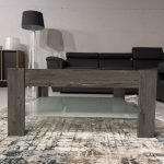 Tavolino da salotto dark coffee con doppio ripiano in vetro Homy