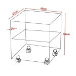 Tavolino rettangolare Corniolo in vetro temperato con rotelle 60x40x53 H cm