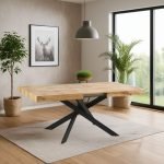 Tavolo Belinda allungabile piano colore rovere e struttura colore nero