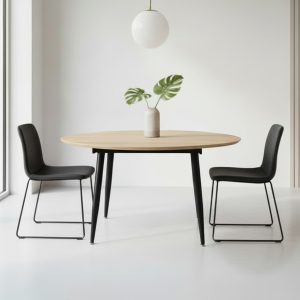 Tavolo Cordelia allungabile colore piano rovere gambe colore nero
