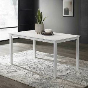 Tavolo Dori in legno colore bianco opaco laccato H 73.8x140x80 cm.