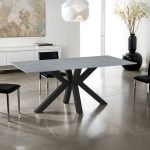 Tavolo Germany 180x90 piano ceramica effetto marmo grigio opaco e gambe nere