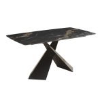 Tavolo Jarvis con piano in ceramica effetto marmo nero C202 opaco e gambe in metallo nero