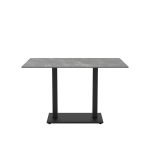 Tavolo Malta con piano in ceramica effetto marmo grigio e gambe nere