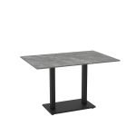 Tavolo Malta con piano in ceramica effetto marmo grigio e gambe nere
