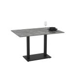 Tavolo Malta con piano in ceramica effetto marmo grigio e gambe nere