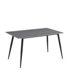 Tavolo Mila 140x80 con top in ceramica effetto marmo grigio opaco e gambe in metallo nero