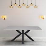 Tavolo Solid 180x90 piano ceramica effetto marmo bianco lucido e gambe nere