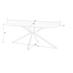 Tavolo Style fisso con piano in ceramica effetto marmo bianco lucido con gambe nere