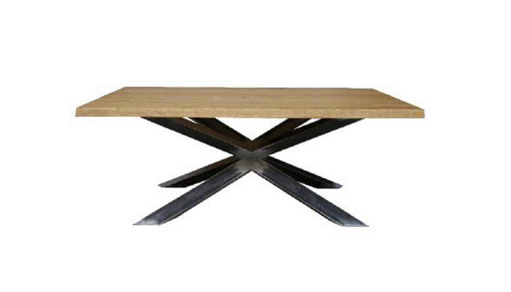 Tavolo Taranta con piano in legno rovere e struttura acciaio