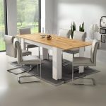 Tavolo allungabile Anthony 160x88x75 H cm con piano rovere wotan e struttura anderson pine stile shabby