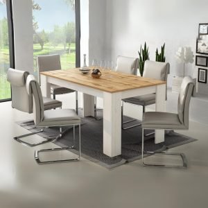 Tavolo allungabile Anthony 160x88x75 H cm con piano rovere wotan e struttura anderson pine stile shabby