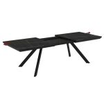 Tavolo allungabile Corin piano effetto marmo nero opaco e gambe in metallo nero