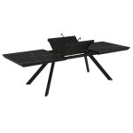 Tavolo allungabile Corin piano effetto marmo nero opaco e gambe in metallo nero