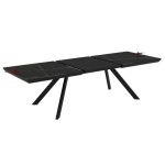 Tavolo allungabile Corin piano effetto marmo nero opaco e gambe in metallo nero