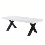Tavolo allungabile Dava con piano colore bianco opaco e gambe in metallo nero