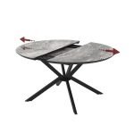 Tavolo allungabile Dobok con allunga 34 cm colore piano effetto marmo nero arabesque lucido e gambe in metallo nero