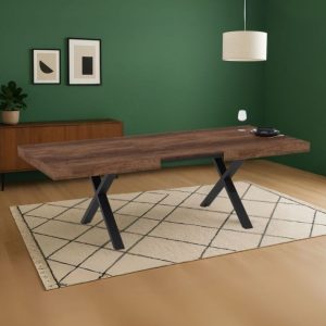 Tavolo allungabile England con piano colore noce e gambe nere