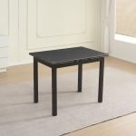 Tavolo allungabile Kyoto con piano in ceramica effetto marmo nero ardesia opaco e struttura in metallo nero