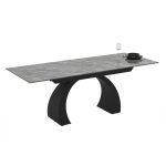 Tavolo allungabile Libra con piano in ceramica effetto marmo grigio e gambe nere
