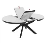 Tavolo allungabile Meli con piano bianco lucido con gambe nere