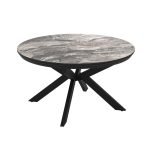 Tavolo allungabile Meli con piano effetto marmo nero lucido con gambe nere