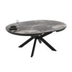 Tavolo allungabile Meli con piano effetto marmo nero lucido con gambe nere