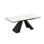 Tavolo allungabile Monza con top in ceramica effetto marmo bianco e gambe nere