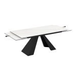 Tavolo allungabile Monza con top in ceramica effetto marmo bianco e gambe nere