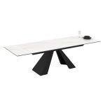 Tavolo allungabile Monza con top in ceramica effetto marmo bianco e gambe nere