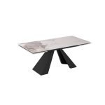 Tavolo allungabile Monza con top in ceramica effetto marmo bianco frost e gambe nere