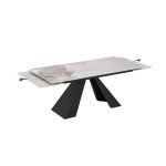 Tavolo allungabile Monza con top in ceramica effetto marmo bianco frost e gambe nere